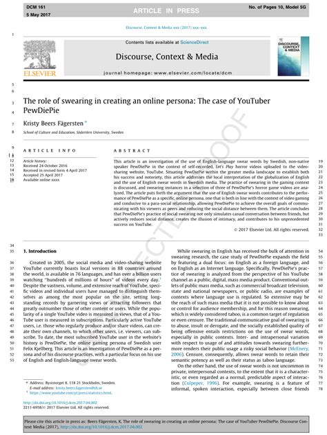 The role of swearing in creating an online persona: The.
